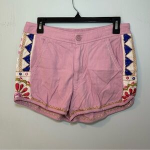 NWT By Anthropologie Lavender Embroidered Track Shorts Size 8